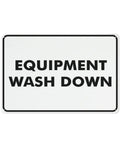 Rugged Aluminum Equipment Wash Station Sign 8 By 12 Inches, Tough As Nails Outdoor Work Area Marker, white with black text.