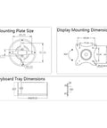 Polished White Dual Monitor Arm Desk Mount Featuring Flex Height Adjustment Rapid Swivel Round Base Plate Heavy Duty dimensions diagram