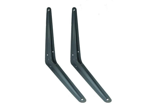 Heavy Duty Steel Corner Brackets For Floating Shelves Solid L Bracket Shelf Support With Reinforced Corners, gray metal, 300mm x 250mm.