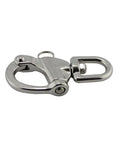 Heavy Hitter 316 Stainless Steel Swivel Snap Shackle With Large Bail And Quick Release Eye Hook for marine rigging.