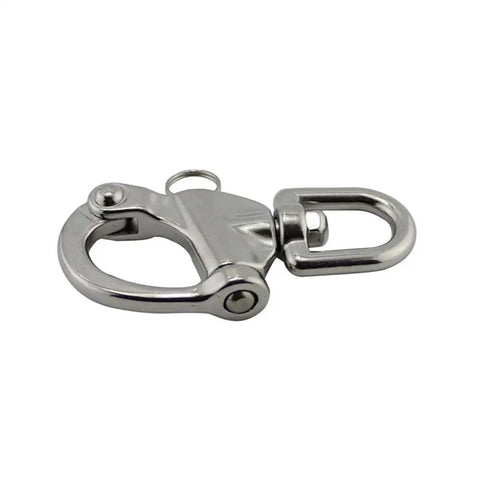 Heavy Hitter 316 Stainless Steel Swivel Snap Shackle With Large Bail And Quick Release Eye Hook for marine rigging.