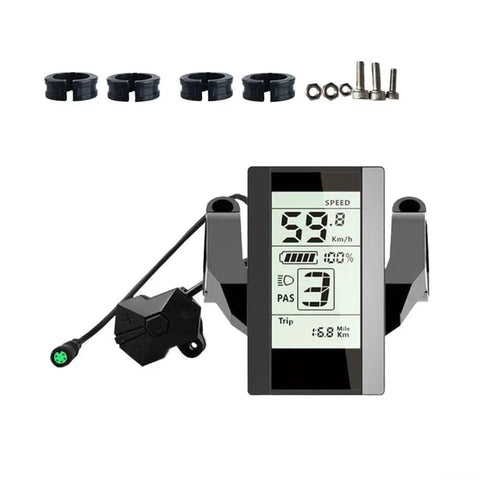 Must Have E Bike Display For Bafang 01 02 And HD Motors With Seamless Integration And Accurate Data Transmission Designed For 24V 36V 48V And 60V Battery Systems For A Totally Sweet Ride. e-bike display with mount, 5-pin cable, and black metal case