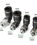 Compact L Shaped Pneumatic Elbow Fitting For Micro Systems With M3 To M6 Threads And 3 To 6 Mm Tubing 90 Degree Right Angle Connector