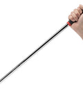Hand holding the One Half Inch Drive Twenty Four Inch Breaker Bar With Comfort Grip, 230 Degree Pivoting Head, built from 4140 steel