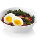 Straight Up Chip Resistant Round Soup Bowls Set Of Six Lightweight Glass Dinnerware In Crisp Winter White Finish Heavy Duty Stackables with quinoa and vegetables.