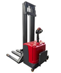 Heavy Duty Electric Pallet Stacker Wagon One Ton Two Ton Capacity with stable mast and ergonomic control for warehouse lifting.