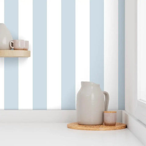 Classic Traditional Removable Wallpaper Easy Soak And Hang For Rented Spaces And Accent Walls No Paste Required, blue striped design.