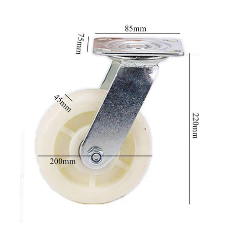 Top Shelf Heavy Duty Swivel Caster Wheels With Dual Locking Ball Bearings And Reinforced Top Plate Mount Pack Of Four Six Inch Diameter Built Tough For Smooth Furniture Moves Anywhere showing detailed measurements and design.