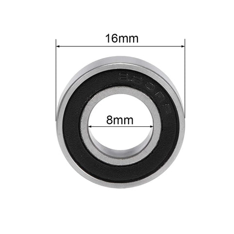 688-2RS deep groove ball bearing, chrome steel, double sealed, 8x16x5mm, front view, 20 pcs