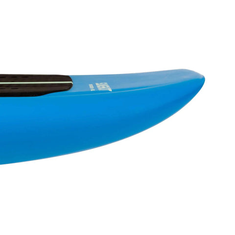 Wing Raider V1 Wing Foil Board 70 L front angle, showcasing V hull nose rocker in blue for stable control and easy progression.