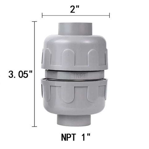 1-Inch NPT Liquid-Tight PVC Conduit Connector Double-Ended Straight 180 Degree Two-Way Fitting with size dimensions