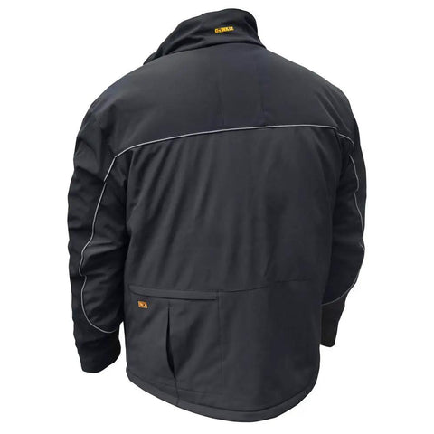 Back view of Toasty Three Heating Zones Heated Lightweight Soft Shell Jacket With Led Controller and Preheat Battery Gauge