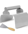 Concrete Curb Trowel Edger With Wave Putty Knife, Ergonomic 4x6x4 Inch Handle, Rust Resistant Stainless Steel Landscape Curb Tool For Edging And Tamping, Durable Edge Shaping For Driveways And Walkways shown with putty knife.