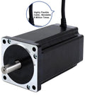 NEMA 34 stepper motor with silver mounting flange and black housing, front shaft