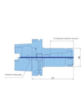 Heavy Duty HSK63A ER Collet Clamping Fixture Built Tough For Milling And Grinding Machines shown with dimensions and cooling pipe.