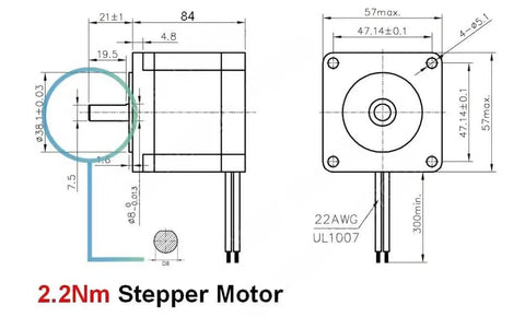 Heavy Duty Optical Axis Sliding Table Motion Module With 16mm SFU1605 Ballscrew Kit Linear Guide Rod Nema 23 Stepper Motor Compatible 150mm Stroke 40 Kg Horizontal Load 20 Kg Vertical Load For CNC Robotics And Automation 2.2Nm stepper motor drawing