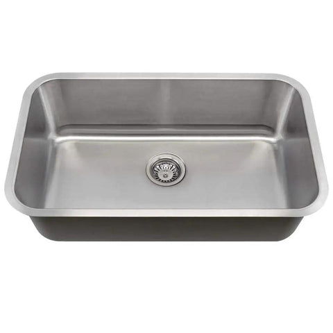 Top view of 30 Inch Single Bowl Stainless Steel Kitchen Sink 16 Gauge 304 Grade Extra Thick Durable Workhorse With Deep Bowls