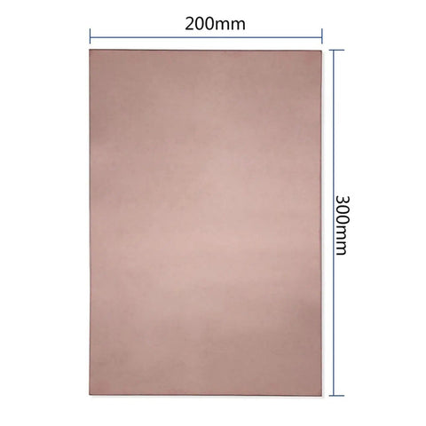 Single Side Copper Clad Laminate Circuit Board 300x200mm For DIY PCB Etching Kit showing copper surface and dimensions