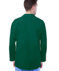 Back view of Pro Approved Unisex Lab Coat For Healthcare Crew featuring classic hunter green fabric and a 31 inch back hem.