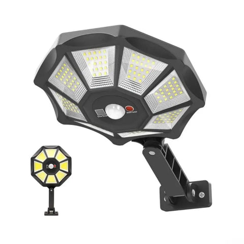 Solar Flood Light 168LED Motion Sensor IP66(168LED) with advanced LED design, black finish, and adjustable mounting bracket.