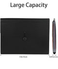 Black Expanding File Folder 13 Pocket Accordion Organizer For A4 And Letter Size, Elastic Buckle Closure, Dimensions Shown
