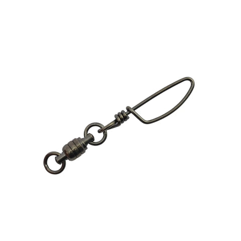 Stainless Steel Ball Bearing Snap Swivels With Double Welded Rings, Size Five, 245 Pound Test, Gunmetal Black, 10 Pack, Patented Bullet Shape For Smoother Water Action And Less Drag, shown on white