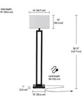 Image of 58 Inch Floor Lamp in Matte Black Finish with White Linen Rectangular Shade, Modern Geometric Cutout Design, E26 Base.