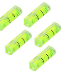 Set of five Square Bubble Level for Horizontal Hanging Measurement, 8x8x26mm, vivid green color for accurate level measurements.