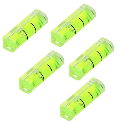 Set of five Square Bubble Level for Horizontal Hanging Measurement, 8x8x26mm, vivid green color for accurate level measurements.