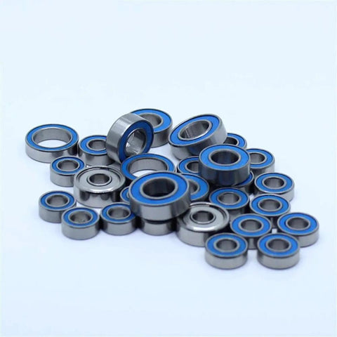 RC Ball Bearing Set For One Tenth Scale SCX10 II Kit And RTR 28 Pcs Bearings Upgraded With 5x11x4mm 10x15x4mm 5x10x4mm 8x16x5mm 5x14x5mm And 7x14x3.5mm, metal blue-sealed bearings