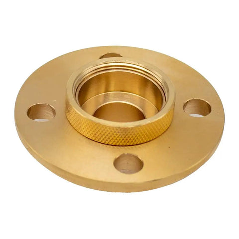 Premium 11 Pc Metric Router Guide Bushing Set Solid Brass Template Bushings With Lock Nuts Adapter and Hard Shell Case showing brass template bushing.