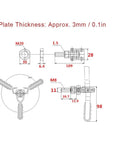 Technical diagram of Heavy Duty 300 Lb Quick Release Toggle Clamp With 304 Stainless Steel Construction, 38mm Stroke
