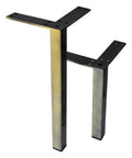 Antique Brass 12 Inch Square Metal Furniture Leg Set Of Four With Top Mount Brackets Heavy Duty Support Side View