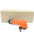 High Pressure Pneumatic Sander And Angle Grinder For Heavy Duty Metalworking, orange body near cardboard box.
