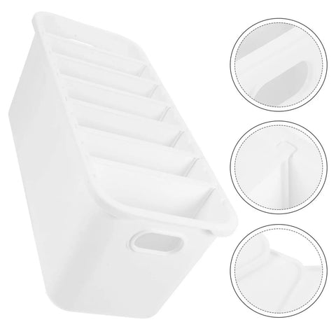 Slick White PP Plastic Drawer Organizer Box With Comfortable Handle Grip For Quick Sorting Bras Socks Ties And Everyday Gear.