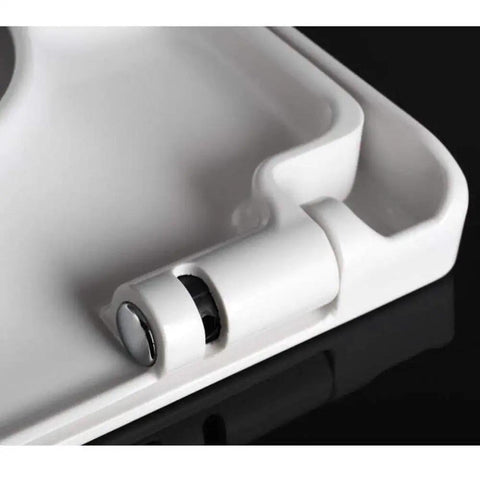 Close-up of the hinge mechanism on the Premium Heavy Duty Thick Square Toilet Seat Cover With Silent Slow Close Hinges.