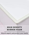 Baby Proof Edge And Corner Guards 16 Ft High Density Nbr Rubber Foam Strips With 4 Heavy Duty Caps For Toddlers Smooth Furniture Edges close-up of foam guard on furniture edge
