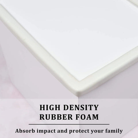 Baby Proof Edge And Corner Guards 16 Ft High Density Nbr Rubber Foam Strips With 4 Heavy Duty Caps For Toddlers Smooth Furniture Edges close-up of foam guard on furniture edge