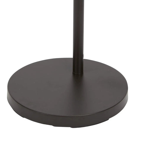 Base of Three Light Metal Floor Lamp With Gray Rope Shade In Black Finish Large Boho Style Metal Lamp for living room or bedroom.