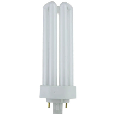 Close-up of a 32W triple-tube CFL bulb with GX24Q-3 4-pin base for Ten Pack 32W CFL Plug In Light Bulbs GX24Q 3 4 Pin 865 6500K.