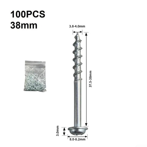 Pocket Hole Screws For Woodworking Pro Grade Set Of 100 38mm No 8 Coarse Thread Self Tapping Steel with Zinc Coating