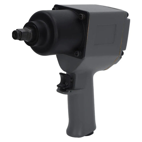 Heavy Duty Half Inch Air Impact Wrench Featuring Hella Powerful Pneumatic Torque Up To 850 Nm With Complete Socket Set For Rock Solid Automotive Repair And Garage Mechanics Work, showing durable gray handle and motor housing.