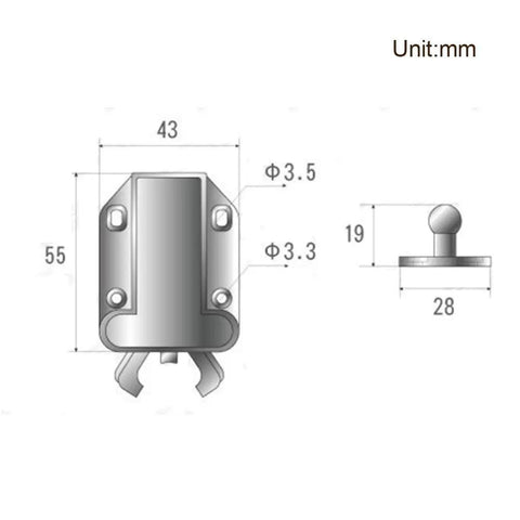 Push To Open Touch Latch 8 Pack With Self Locking Rebound Mechanism for cabinets and drawers diagram with dimensions