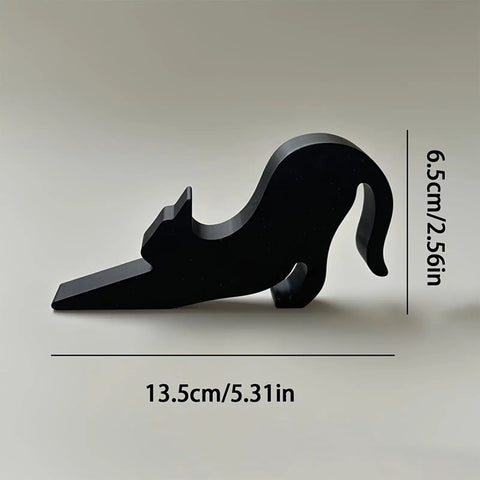 Black Eco Friendly Door Stopper With Soft Impact Absorbing Block in cat shape, dimensions 13.5cm x 6.5cm, eco design