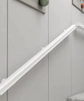 Solid Pine Wood Wall Mount Grab Bar, Tough As Nails Non Slip Staircase Handrail, Heavy Duty Safety Rail For Elderly And Families, Smooth Finish Indoor Outdoor Guardrail With Secure Brackets, 3 Ft Length For Home And Backyard, white handrail mounted on wall