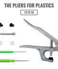 All Purpose Snap Pliers Kit For Crafts And Clothing with pliers, rod, awl, screwdriver for T3 T5 T8 snaps shown in components
