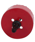 Luomorgo 75mm hole saw, red bi-metal body with black arbor for wood/plastic
