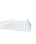 Rugged Heavy Duty Wire Mesh Cable Tray 2-Pack in Silver Zinc Plated Steel, 23.63 x 3.94 x 118.12 inches, angled view