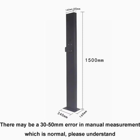 Beefy EV Charger Holder Stand, Cold Rolled Steel vertical column dimensions 240x160x1500mm for easy cord organization.