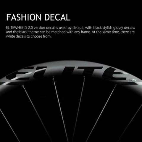 Close-up of fashion decal on Gravel Carbon Wheelset With Ceramic Bearings And Disc Brakes For Cyclocross 700C Center Lock XDR Hub